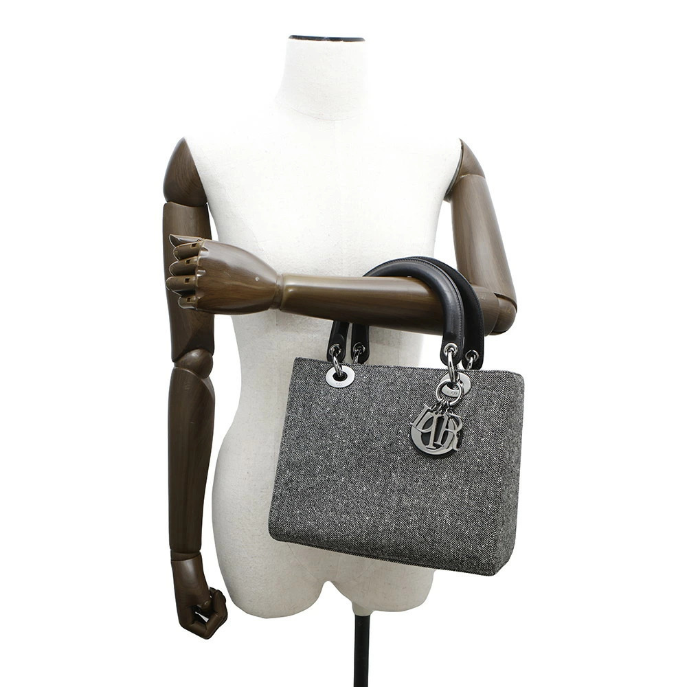 Christian Dior Lady Canvas Handbag Black Bag - Picture 4 of 12